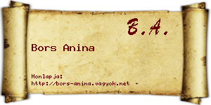Bors Anina névjegykártya